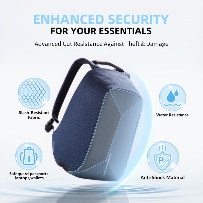 XDDesign حقائب ظهر لابتوب مضادة للسرقة XDDesign Bobby Original سعة 12.5 لتر، حافظة لابتوب 15.6 بوصة و9.7 بوصة تابلت، مقاومة للقطع، مقاومة للماء، مضادة للصدمات، منفذ شحن USB، معتمدة للسفر على متن الطائرة للرجال والنساء - Image 2